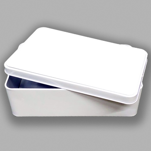 Metal White Rectangular Tin